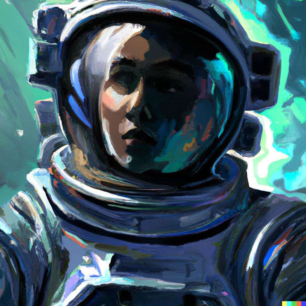 an astronaut, digital painting, iridescent